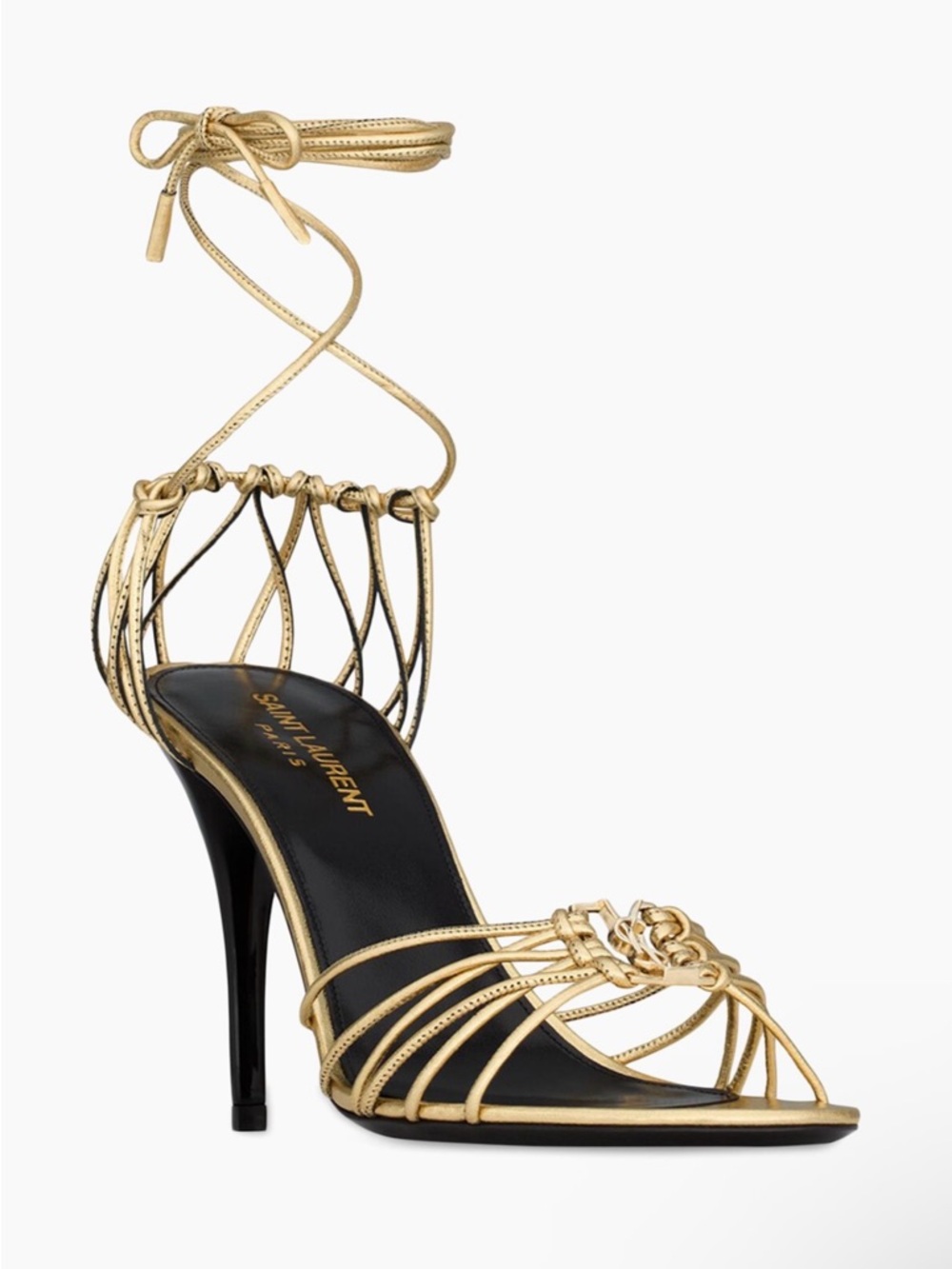 Saint Laurent Babylone Sandals in Metallic Leather 41